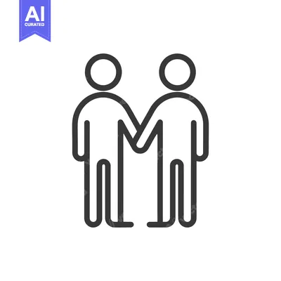 Two stick figures holding hands, facing each other