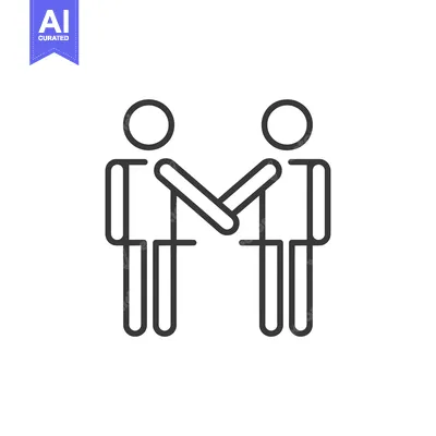 Two stick figures shaking hands in agreement