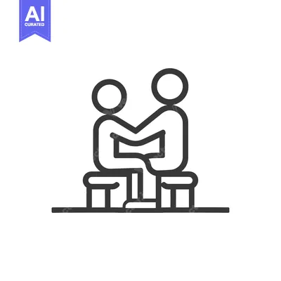 Two Stick Figures Sitting on a Bench Together