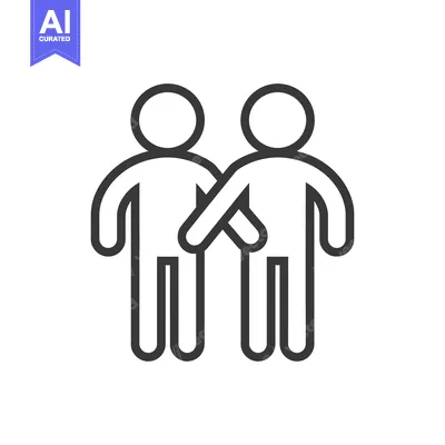 Two Stick Figures Standing with Arms Interlocked
