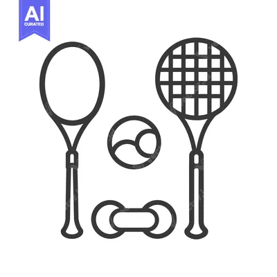 Two Tennis Rackets, a Ball, and a Dumbbell