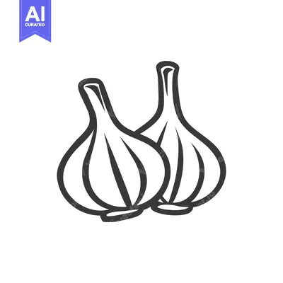 Two whole garlic bulbs, outlined in black