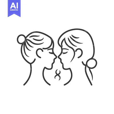 Two Women Facing Each Other with a Heart Symbol Between Them