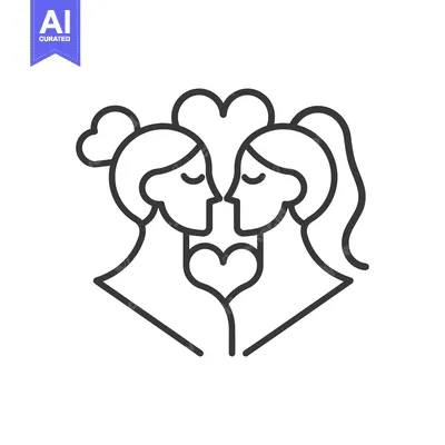 Two Women Facing Each Other with Hearts Surrounding Them