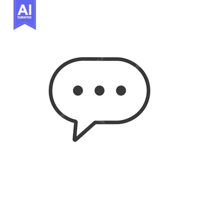 Aset desain premium: A Black and White Speech Bubble with Three Dots Inside