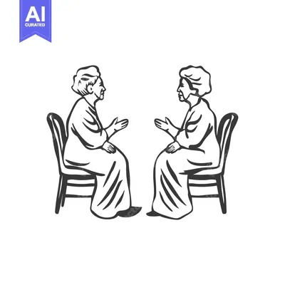 Two women in chairs facing each other, having a conversation.