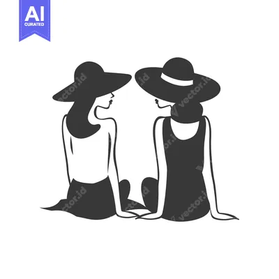 Two Women in Hats Facing Each Other