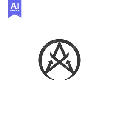 Aset premium populer: A Black and White Stylized Arrow Design Encased Within a Circle