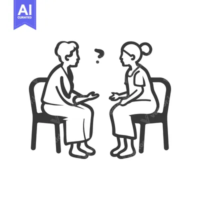 Two Women Sitting in Chairs and Discussing a Question