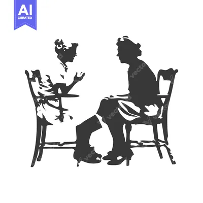 Two Women Sitting in Chairs Facing Each Other in Silhouette