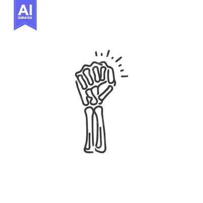 Minimalist Line Art: Raised Fist Symbolizing Power and Resistance on W