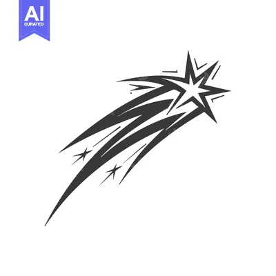 Popular premium asset: A black and white stylized drawing of a shooting star