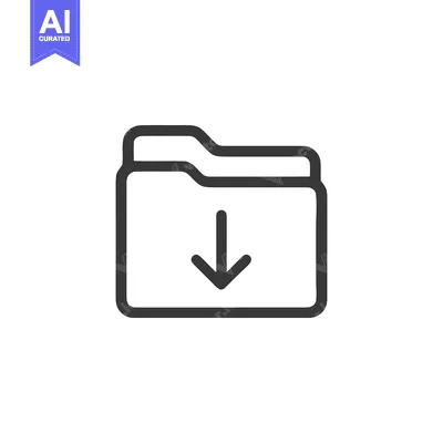 Aset desain premium: Minimalist Download Folder Icon: Simple Outline Design on White Backgr