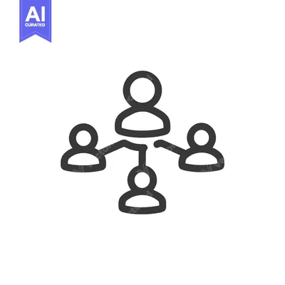 Network of People: Minimalist Icon for Social Connection and Hierarchy