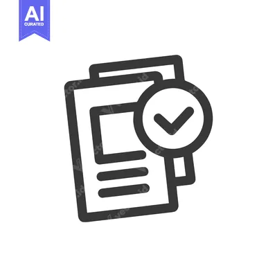 Approved Document Icon: Dark Gray Outline with Checkmark Symbol