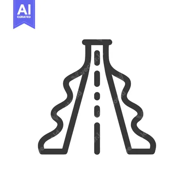 Aset premium populer: Stylized Road Icon with Wavy Edges and Dashed Centerline