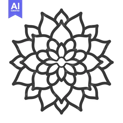 A Black and White Stylized Flower Mandala