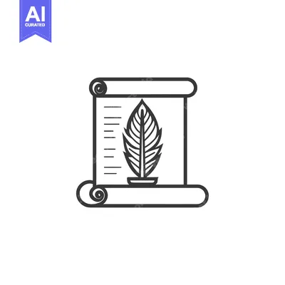 Unrolled Papyrus Scroll with a Quill Pen