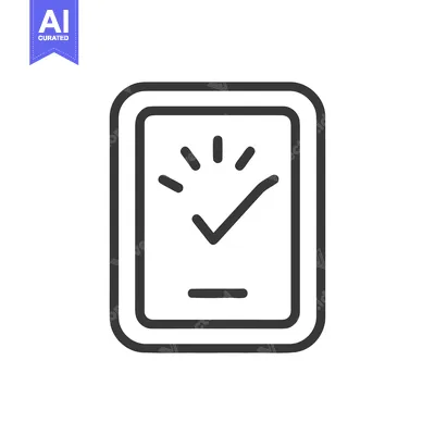 Completed Task Icon: Check Mark with Rays in Frame, Minimalist Design