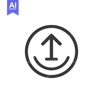 Aset desain premium: Upward Arrow in Circle with Smile: Minimalist Icon Design
