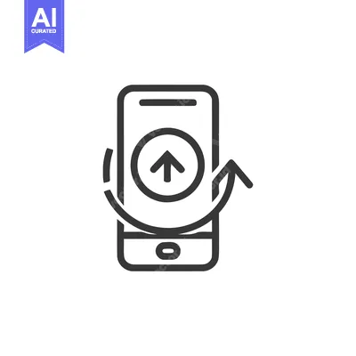Aset premium populer: Mobile Phone Upload Icon with Circular Arrow, Outline Style