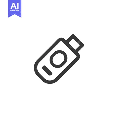 Minimalist USB Drive Icon on White Background, Data Storage Symbol