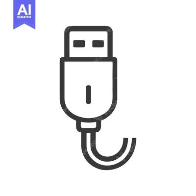Minimalist USB Connector Icon: Clean, Modern Tech Symbol