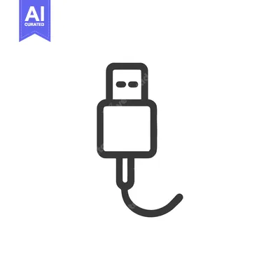 Minimalist USB Connector Icon on White Background
