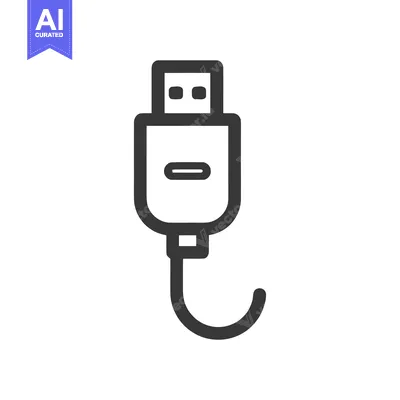 Minimalist USB-C Cable Icon on White Background, Clean Design