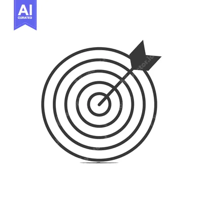 A black and white target with an arrow in the center