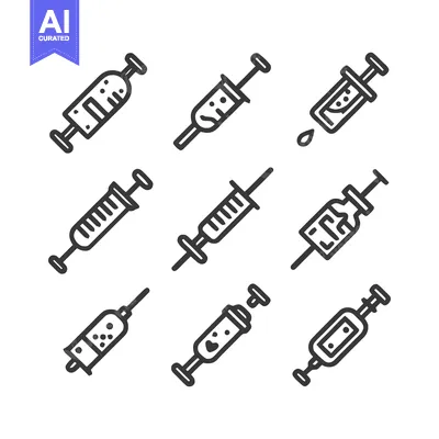 Syringe Icon Set: Medical Injections, Vaccine, and Healthcare Symbols