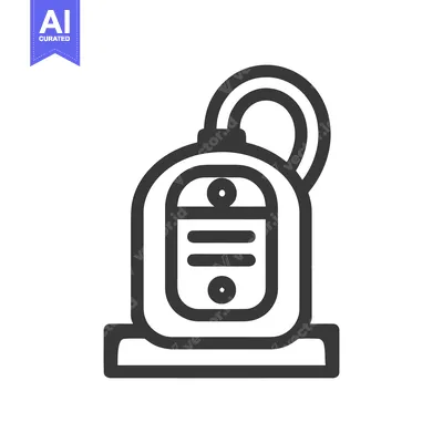 Aset desain premium: Minimalist Vacuum Cleaner Icon with Bold Outline and Simple Design