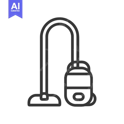 Minimalist Vacuum Cleaner Icon: Bold Outline on White Background