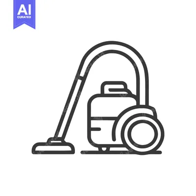 Aset premium populer: Minimalist Vacuum Cleaner Icon: Modern Line Art Illustration on White