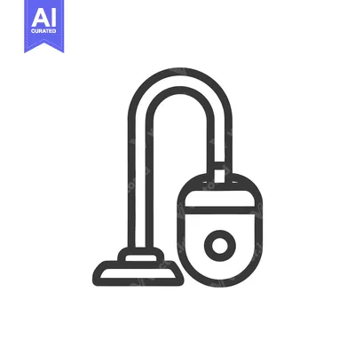 Minimalist Vacuum Cleaner Icon: Bold Outline on White Background