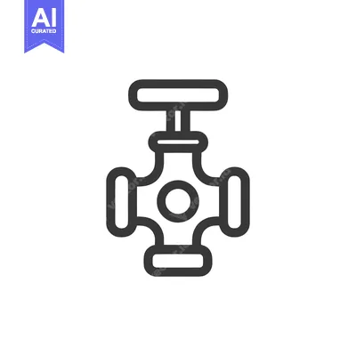 Aset desain premium: Bold Outline Icon of a Valve with Four Ports on White Background