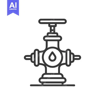 Stylized Water Valve Icon with Central Drop Symbol in Bold Outline