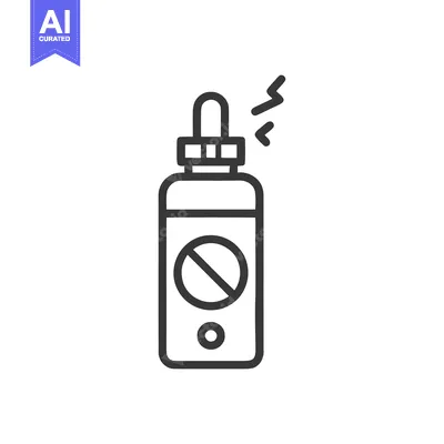 Vector Icon of Essential Oil Bottle with Lightning Symbol, Isolated