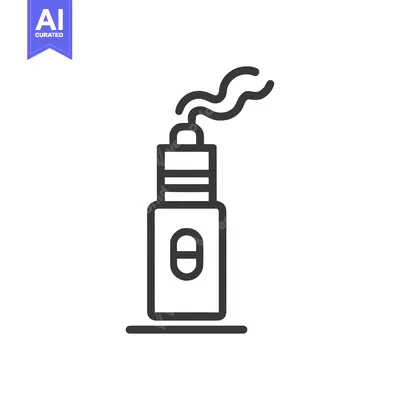 Modern Vape Pen Icon with Vapor Trail, Minimalist Line Art Design