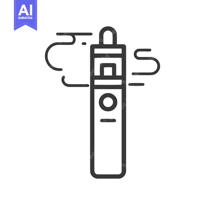 Minimalist Vape Pen Icon with Vapor Trails, Black Outline on White
