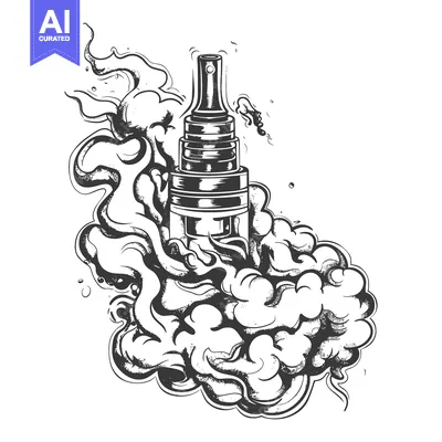 Vape Pen Surrounded by Smoke Clouds