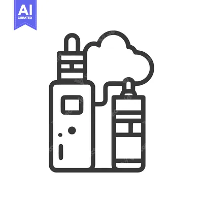 Minimalist Vape Device Icon with Cloud, Isolated on White