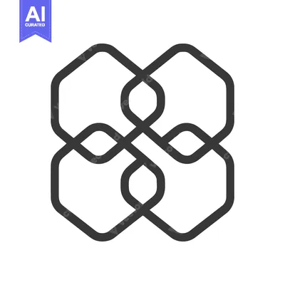 Interwoven Geometric Knot: Abstract Dark Gray Line Art on White Backgr