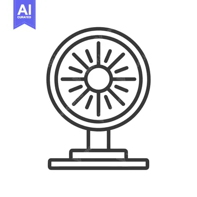 Minimalist Fan Icon: Circular Design with Stand, Cooling Concept