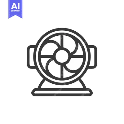 Aset premium populer: Minimalist Electric Fan Icon: Modern Line Art Design on White Backgrou