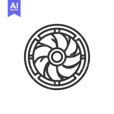 Computer Fan Icon: Minimalist Line Art with Circular Design and Coolin