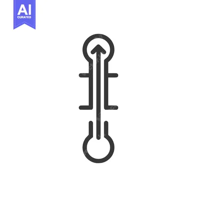 Minimalist Thermometer Icon: Temperature Measurement Symbol in Black a
