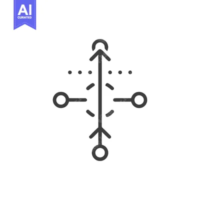 Minimalist Icon of Vertical Arrows with Horizontal Branches and Dots o