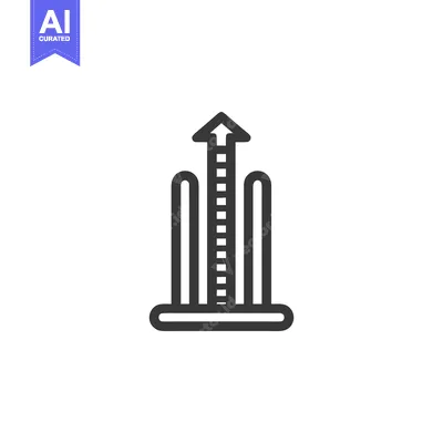 Ascending Growth: Linear Arrow Icon with Ladder Steps and Support