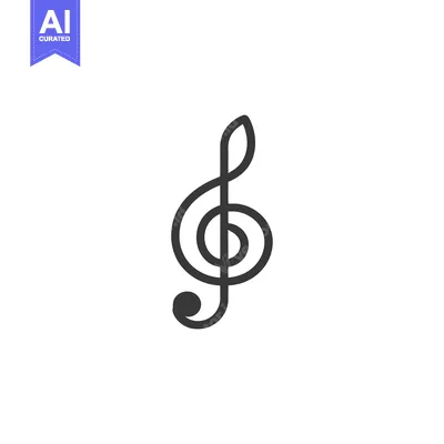 Aset desain premium: A Black and White Treble Clef Symbol